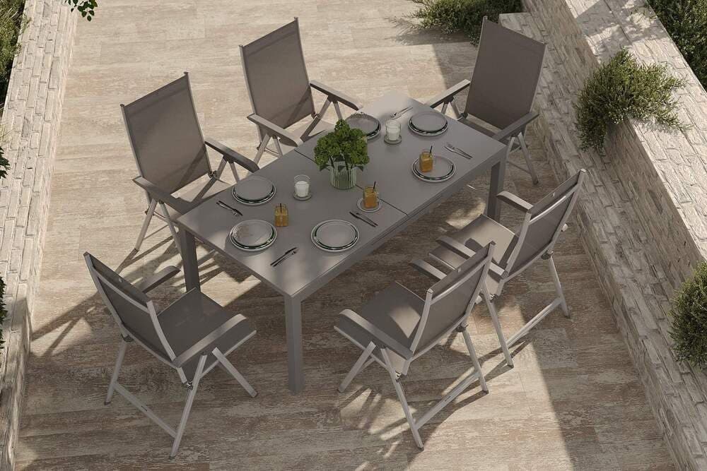 KETTLER Garten-Essgruppe 8-tlg. Ausziehtisch Aluminium Silber - Bild 2