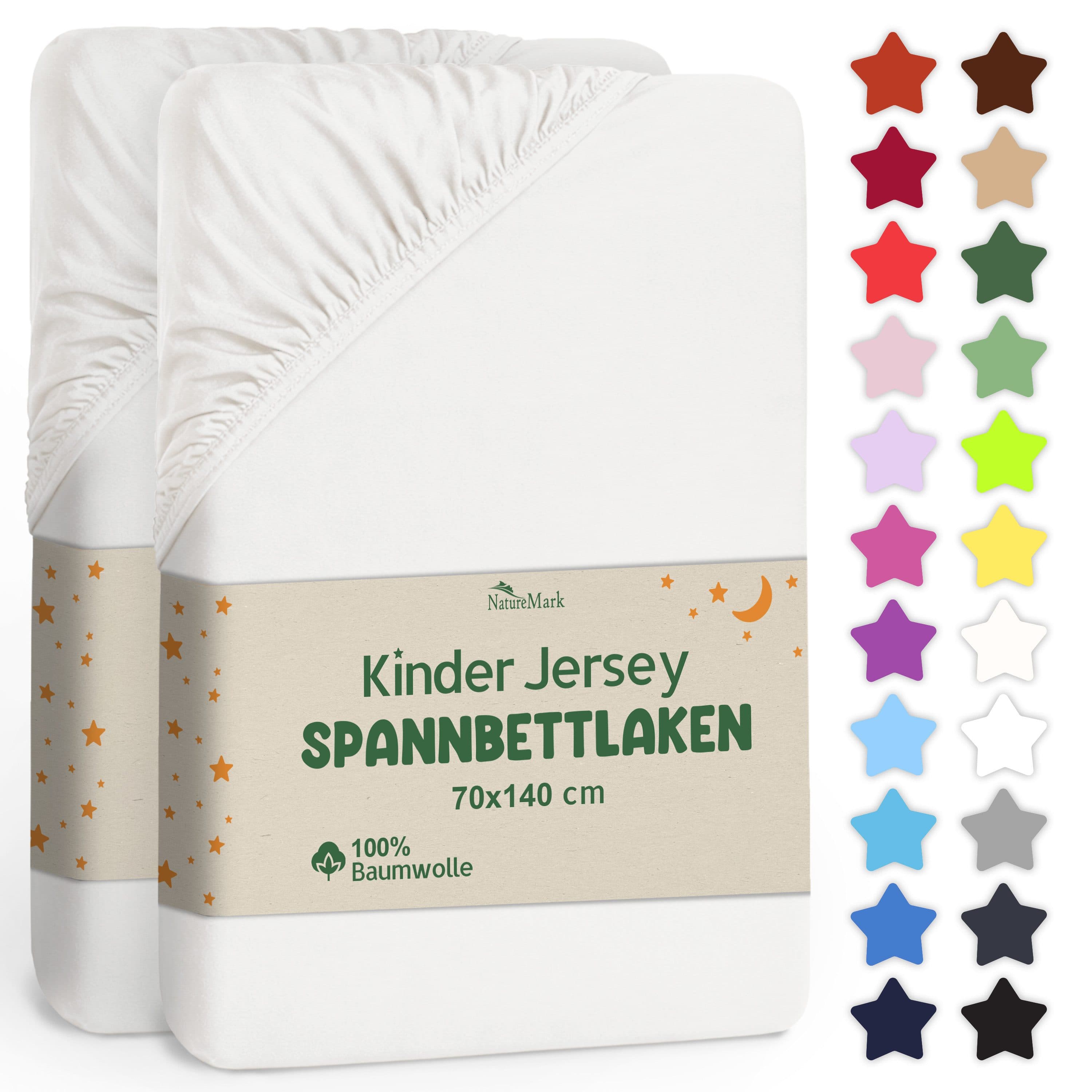NatureMark Spannbettlaken Jersey 2er Pack 100% Baumwolle Weiß - Bild 2