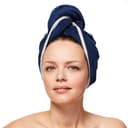 Sowel Turban-Handtuch 100% Bio-Baumwolle Navy/Grau mit Knopf Bild 2