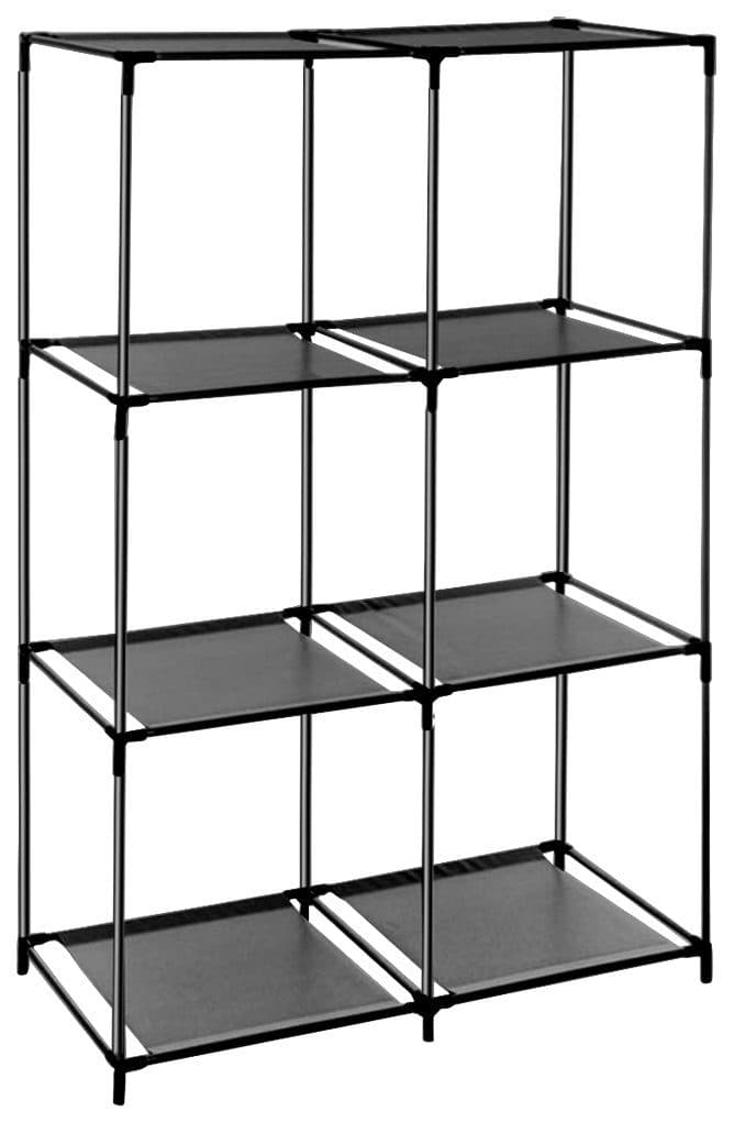 ADOB Steckregal Schwarz 6 Fächer Kunststoff