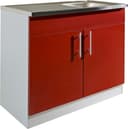 Wiho Küchen Spülenschrank Kiel Burgund Grau 100cm Bild 2