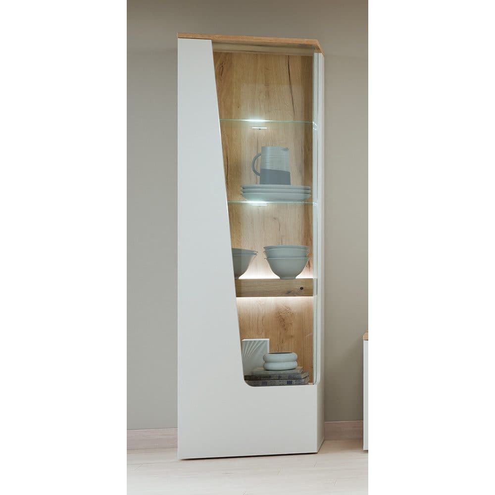 Lomadox Vitrine CARMONA-129 Kaschmir Eiche LED