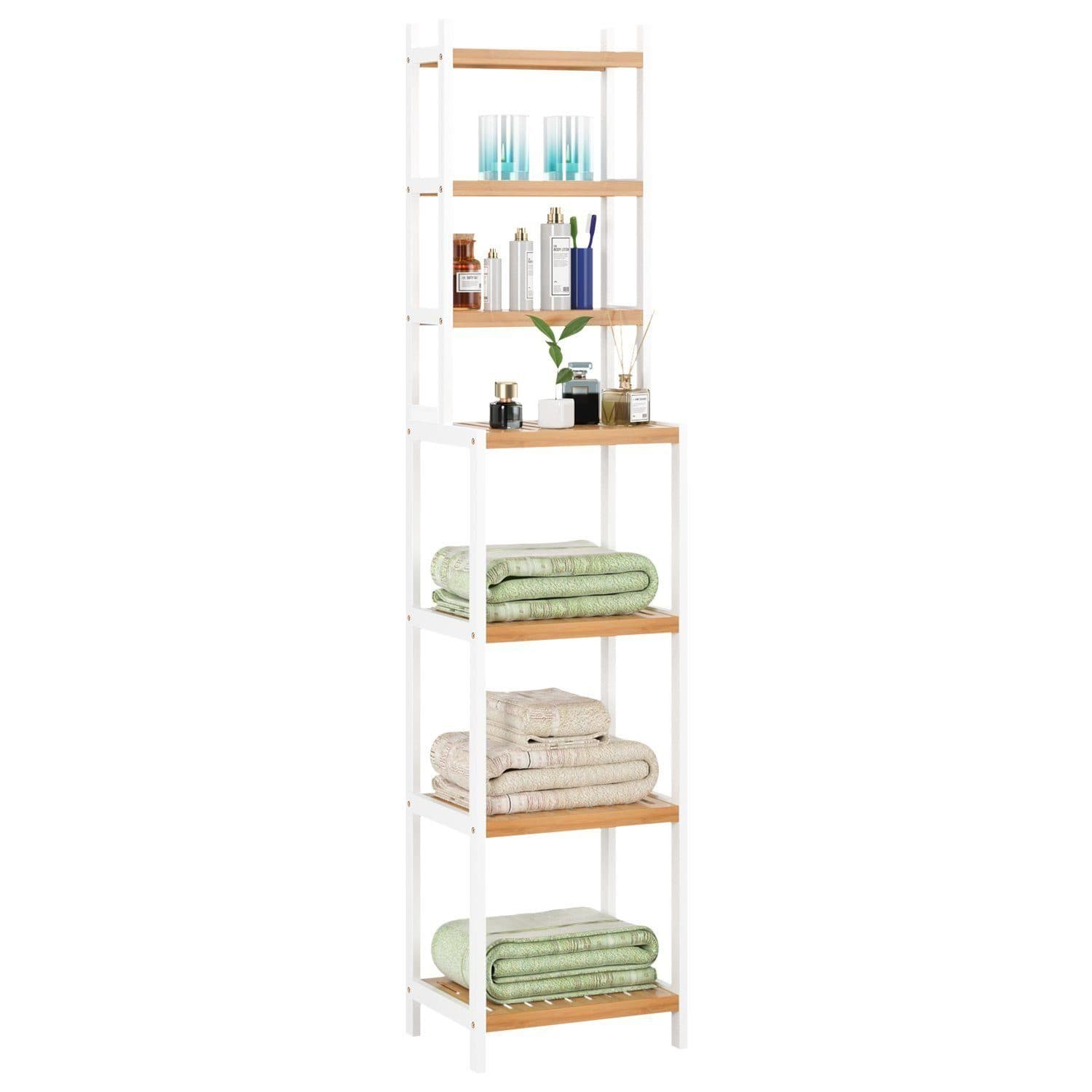 Homfa Badregal 2-IN-1 Design Standregal Schmal 7 Ablagen 160x36x28cm - Bild 2