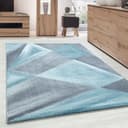 Carpettex Frisé-Teppich Blau Geometrisch Design Kurzflor Bild 2