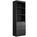 Homfa Hochschrank Bücherregal Bücherschrank 3 Schubladen Vitrinenschrank Schwarz Bild 2