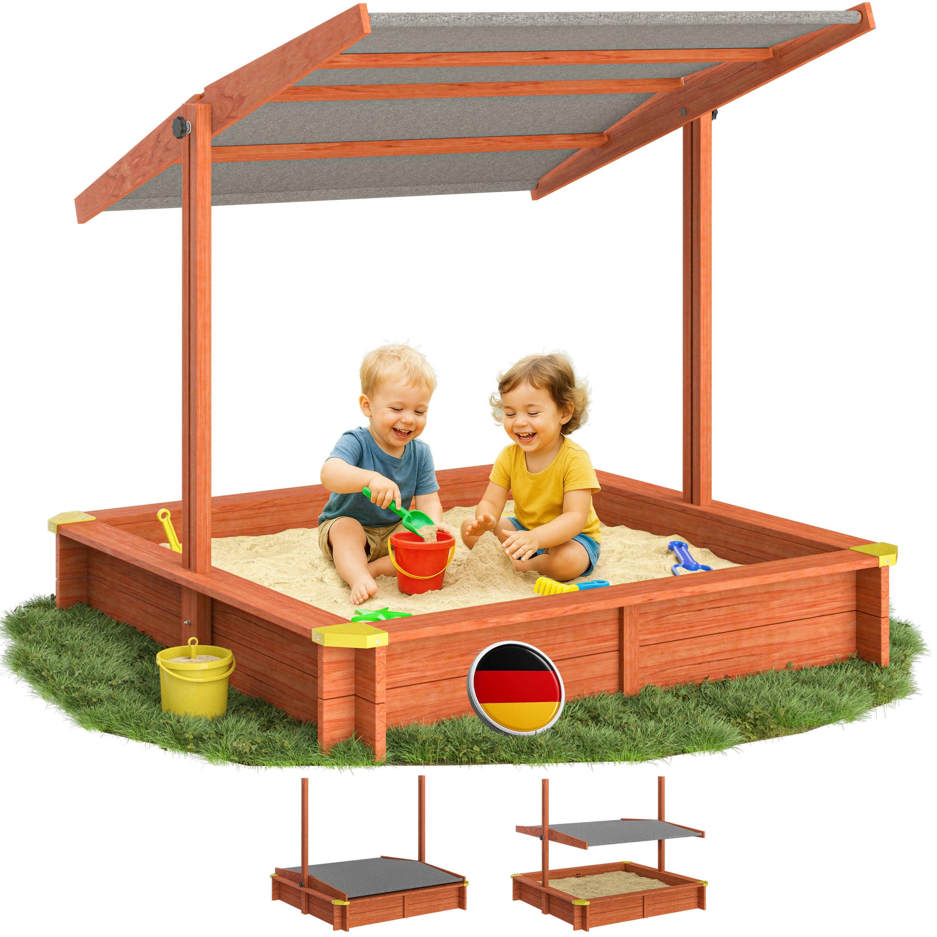 Spielwerk Sandkasten Max mit Sonnendach Imprägniertes Holz UV-Schutz - Bild 2