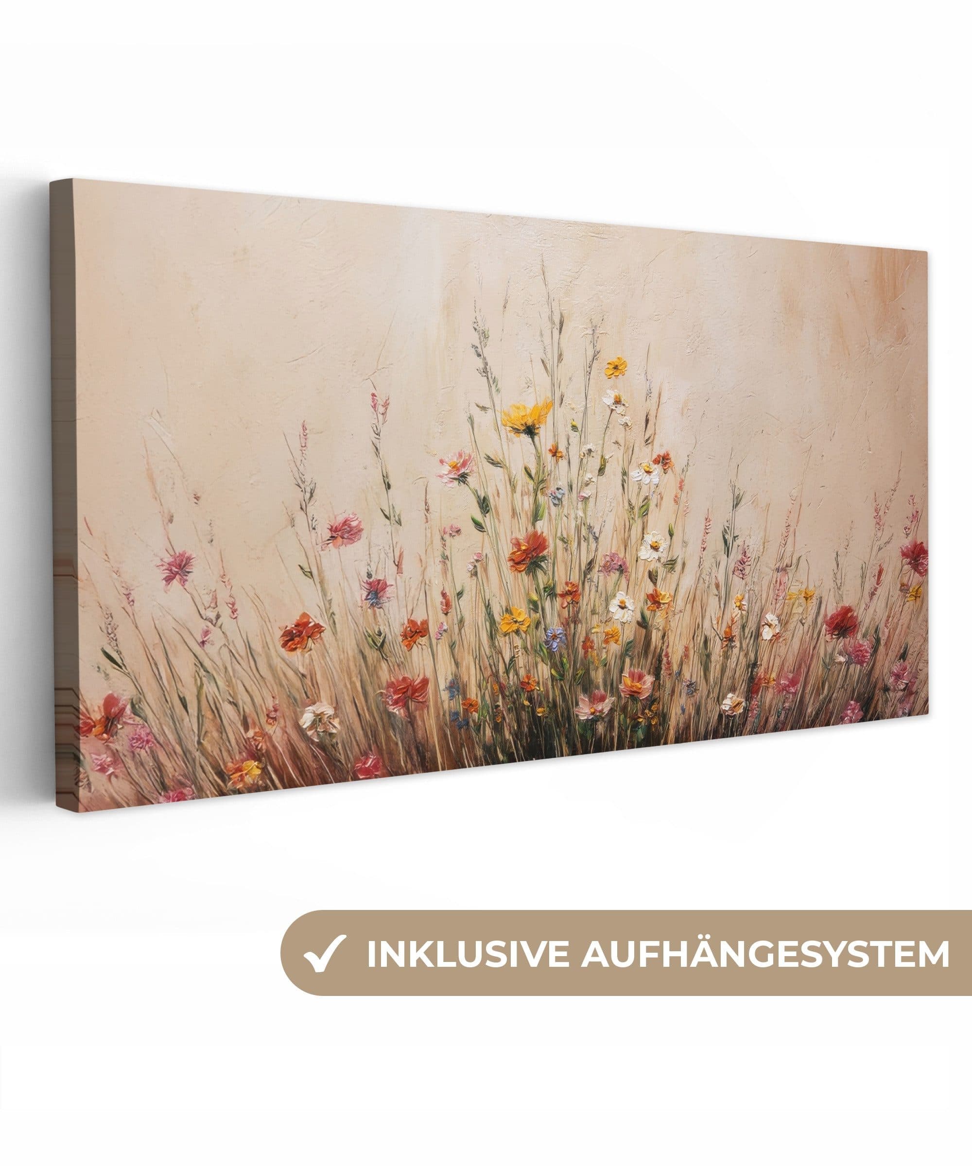 OneMillionCanvasses Leinwandbild Panorama Wildblumen Pinselstriche Ruhig - Bild 2