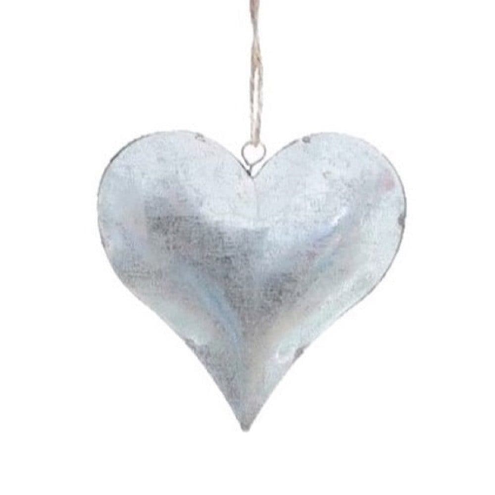 Dragimex Herzanhänger Zinkblech Shabby Chic Silber 8 cm