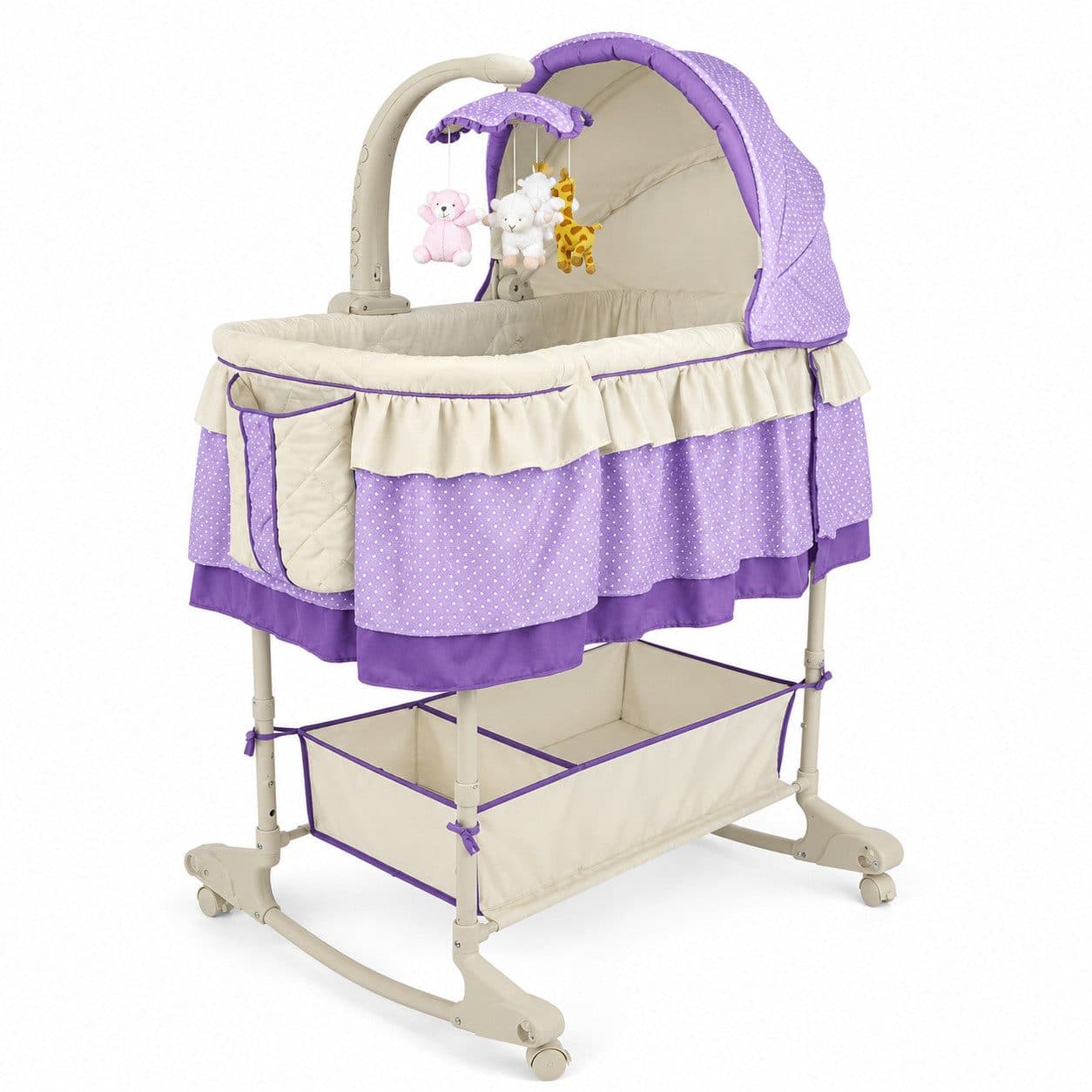 Best for Kids Babybett Metallgestell mit Matratze & Mobile