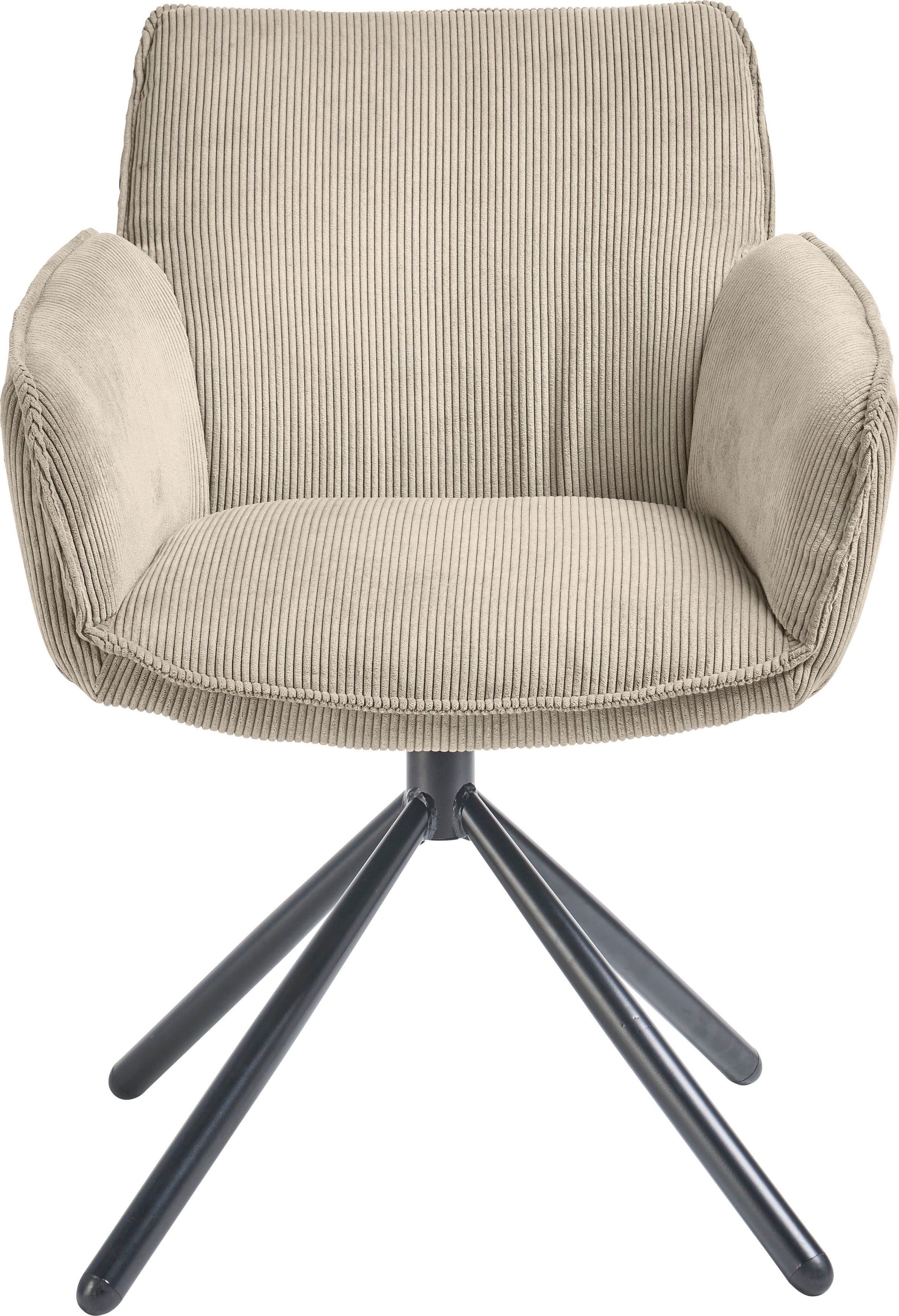 Armlehnstuhl Frisco 2er Set Beige Schwarz Cord Drehfunktion - Bild 2