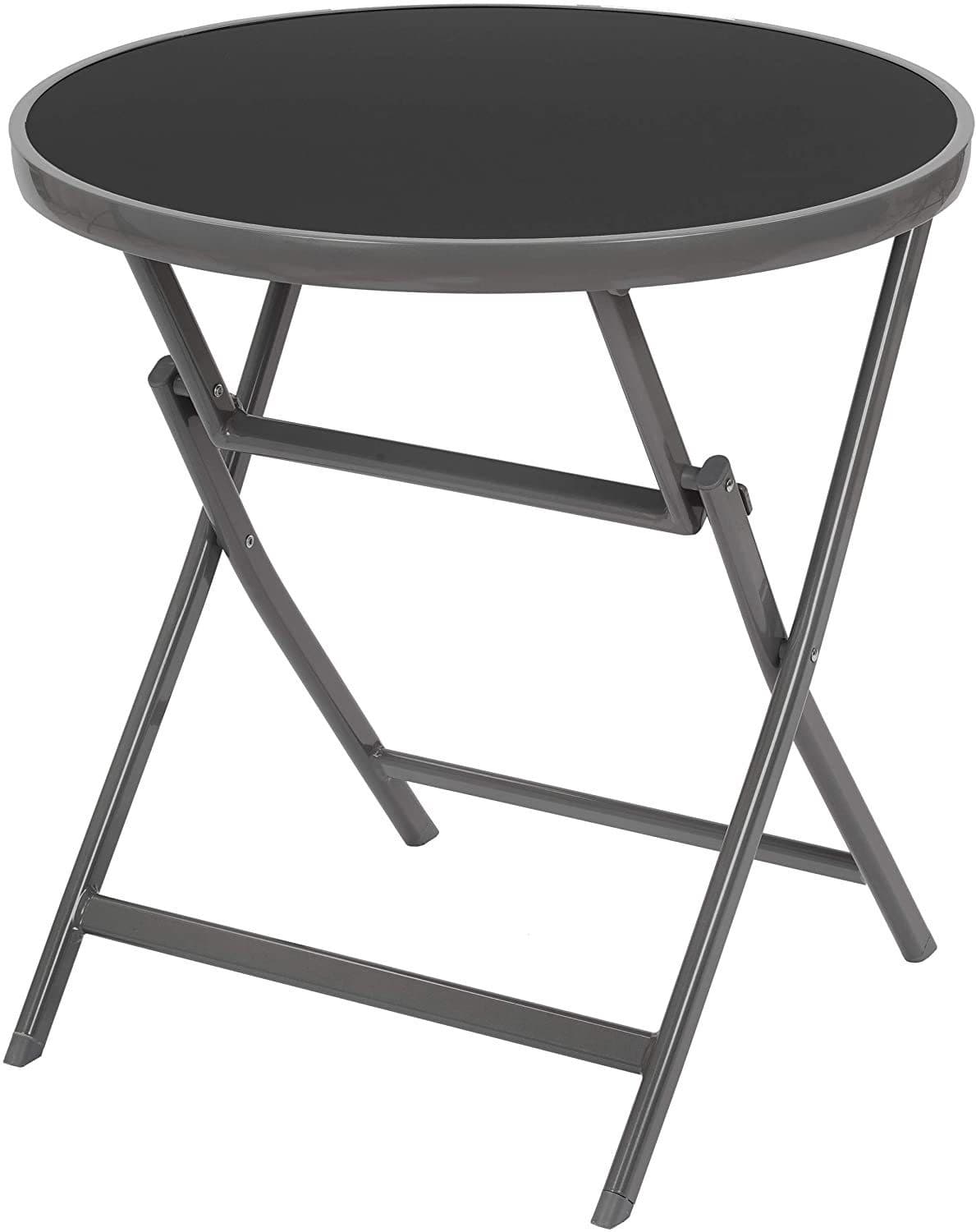 BRUBAKER Gartentisch Milano - Metall Glastisch rund klappbar 70 cm Anthrazit - Bild 2