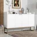 PXloue Sideboard Landhaus 4 Türen Weiß Hochwertiges Sideboard Bild 2