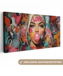 OneMillionCanvasses® Leinwandbild Frau Graffiti Bunt Bild 2