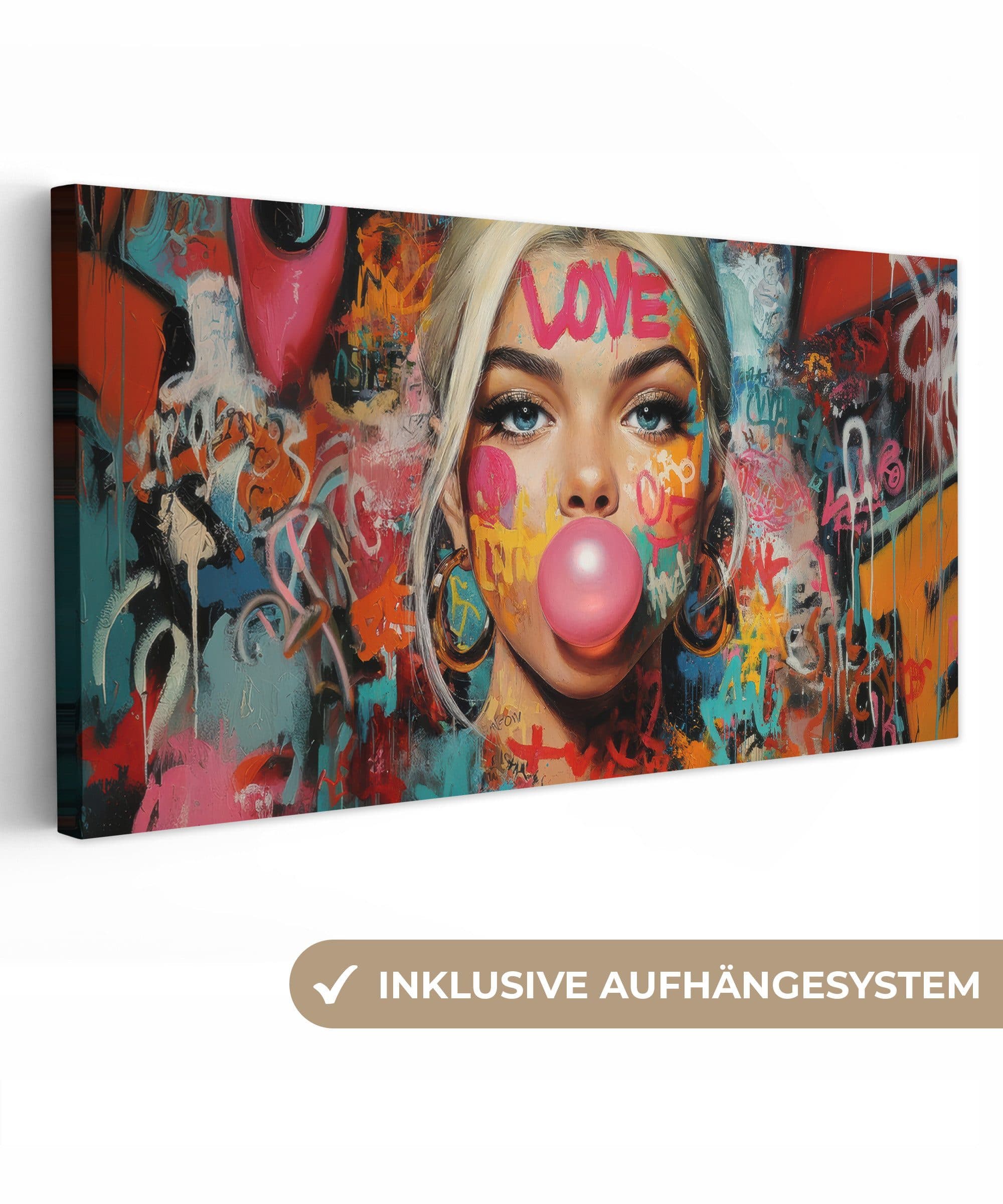OneMillionCanvasses® Leinwandbild Frau Graffiti Bunt - Bild 2