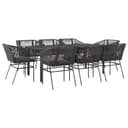 vidaXL Garten-Essgruppe 9-tlg. Schwarz Poly Rattan Glas Bild 2