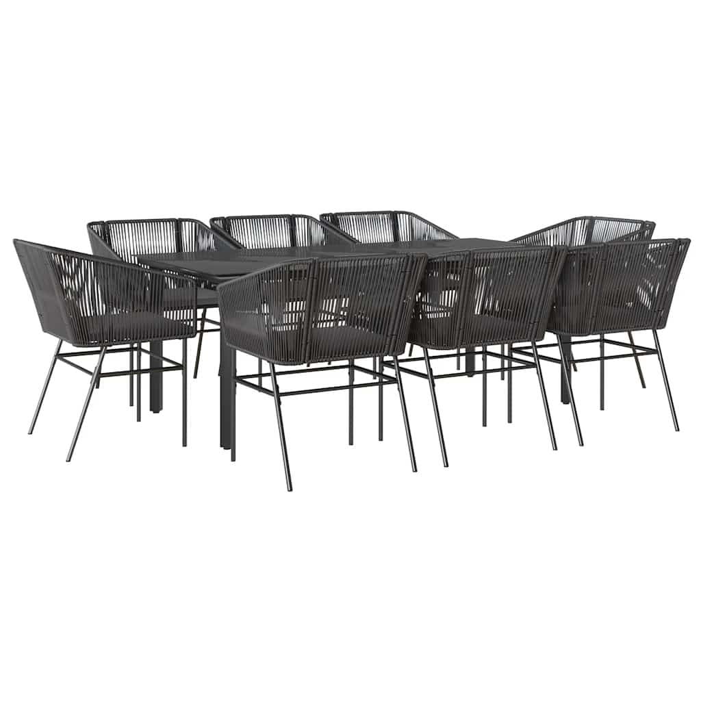 vidaXL Garten-Essgruppe 9-tlg. Schwarz Poly Rattan Glas - Bild 2