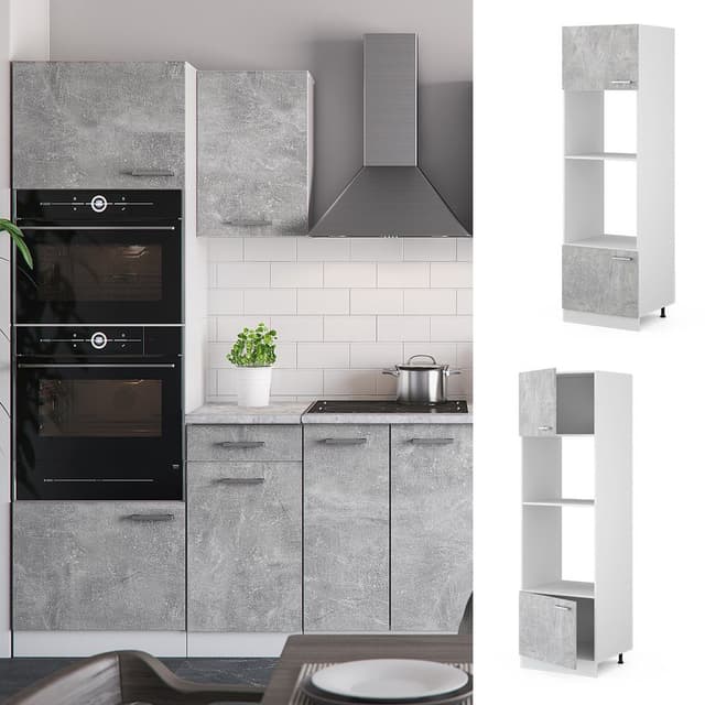 Beton-Mikrowellenumbauschrank in Weiß | R-Line Design