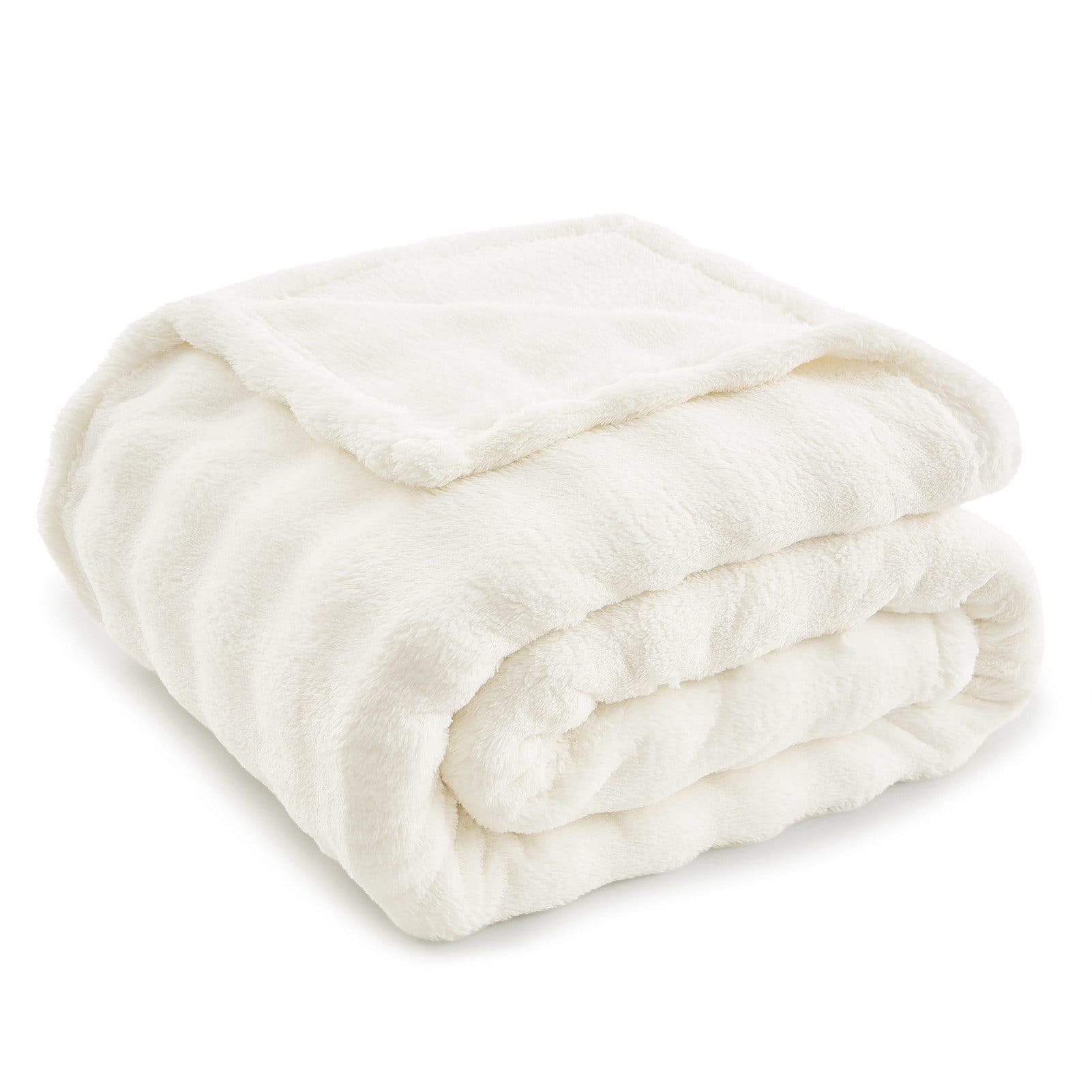 Topfinel Kuscheldecke 150x200 Weiß Fleecedecke Luxuriös Gestreift - Bild 2
