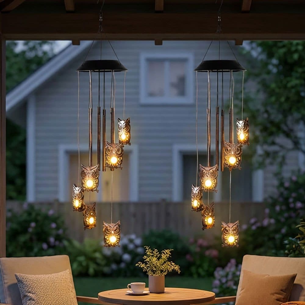 Haushalt International LED-Hängeleuchte Solar Windspiel Eule Warmweiß - Bild 2
