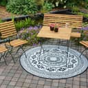 esschert design Outdoorteppich OC18 Rund Schwarz/Weiß Bild 2