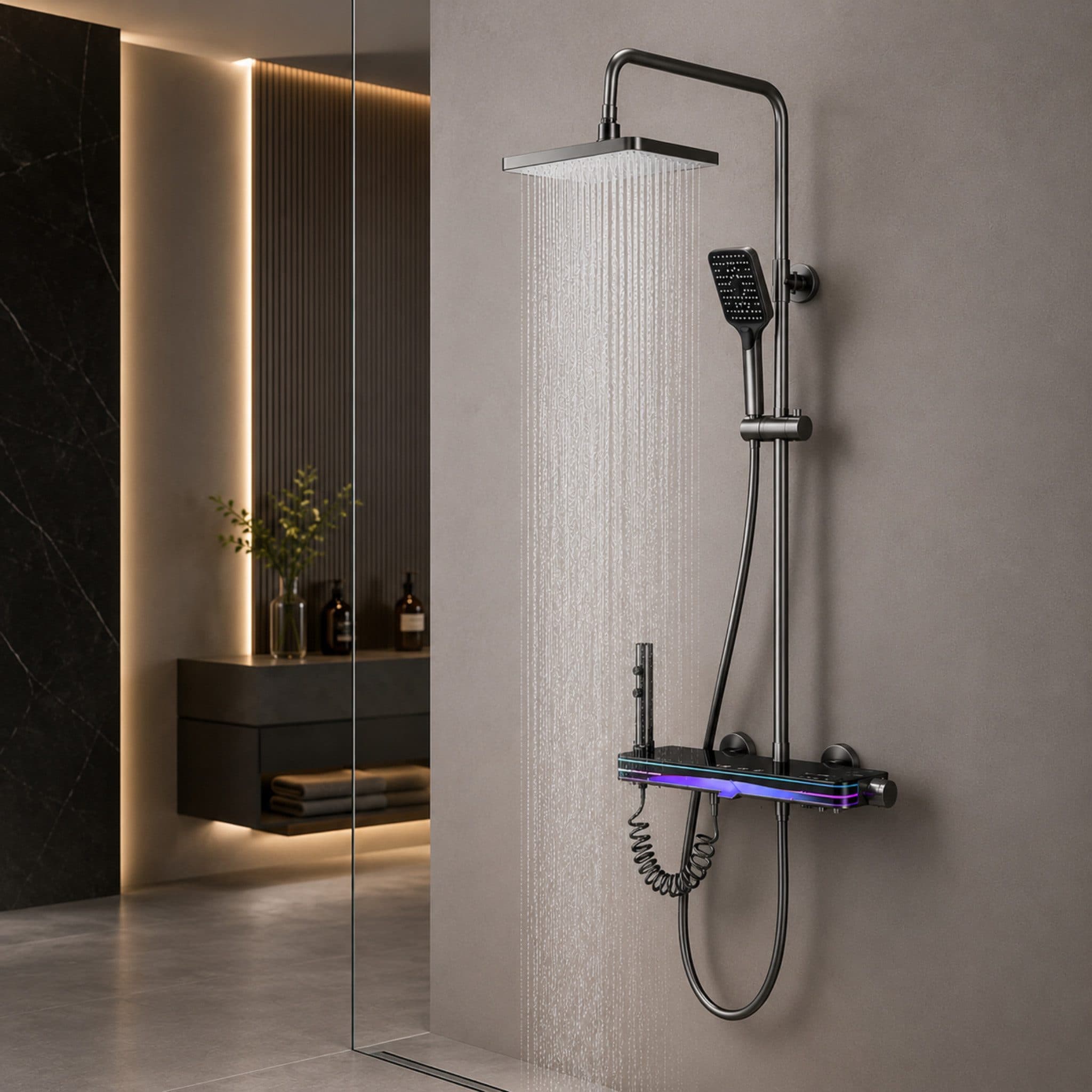 LuxaSteel Duscharmatur Duschsystem Regendusche LED Thermostat 4in1 - Bild 2