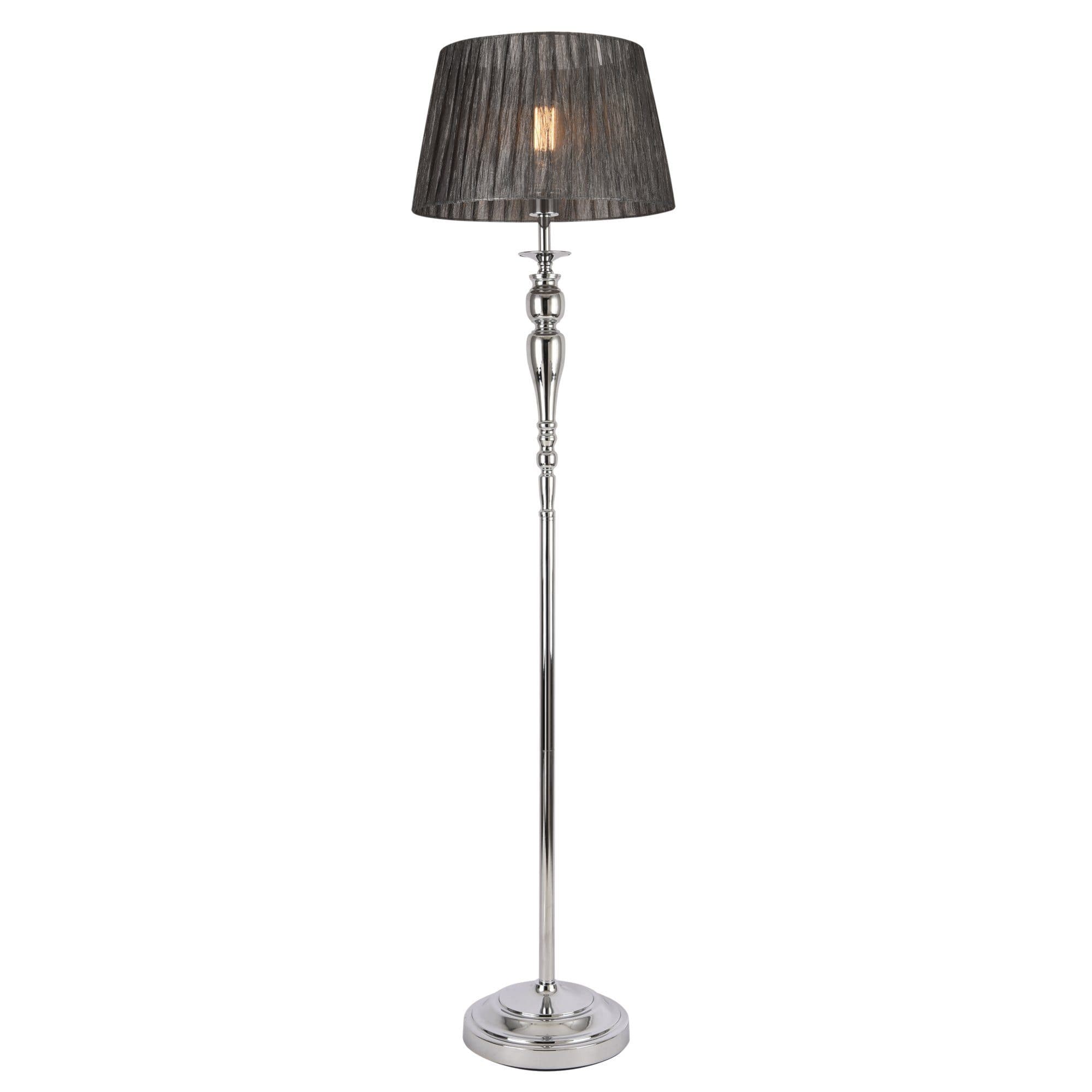 lux.pro Stehlampe Lingen 1xE27 Metallgestell Stoff Schirm Chrom Grau - Bild 2