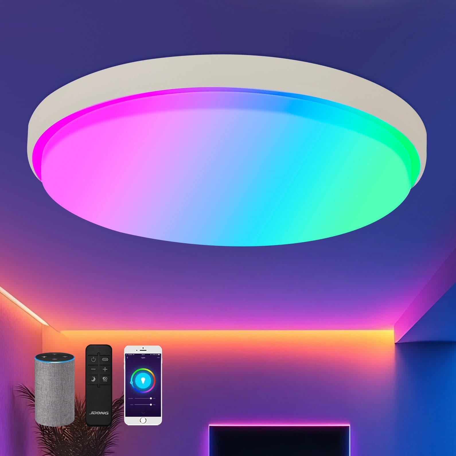 JDONG Deckenleuchte LED 40CM/50CM RGB Dimmbar Alexa Google Assistant - Bild 2