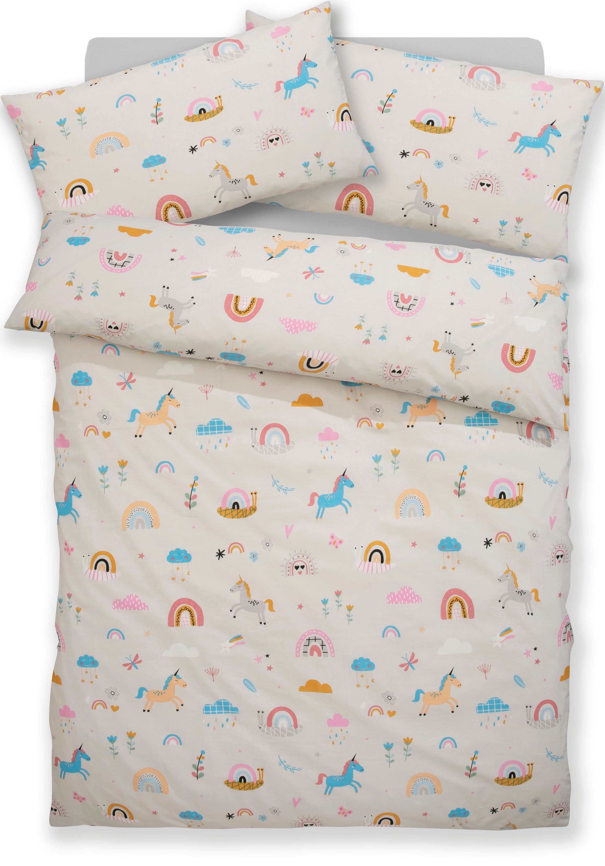 OTTO HOME Kinderbettwäsche Cuddlee Einhorn Blau 135x200 cm - Bild 2