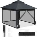 Woltu Pavillon 3x3m Anthrazit Beige Moskitonetz höhenverstellbar Bild 2