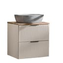 Lomadox Waschtisch ADELAIDE-56-CASHMERE mit Aufsatzwaschbecken und Rillenoptik Bild 2