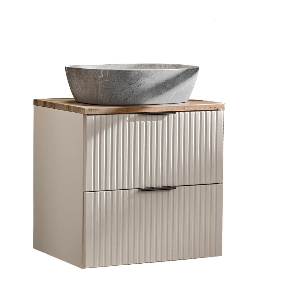 Lomadox Waschtisch ADELAIDE-56-CASHMERE mit Aufsatzwaschbecken und Rillenoptik - Bild 2