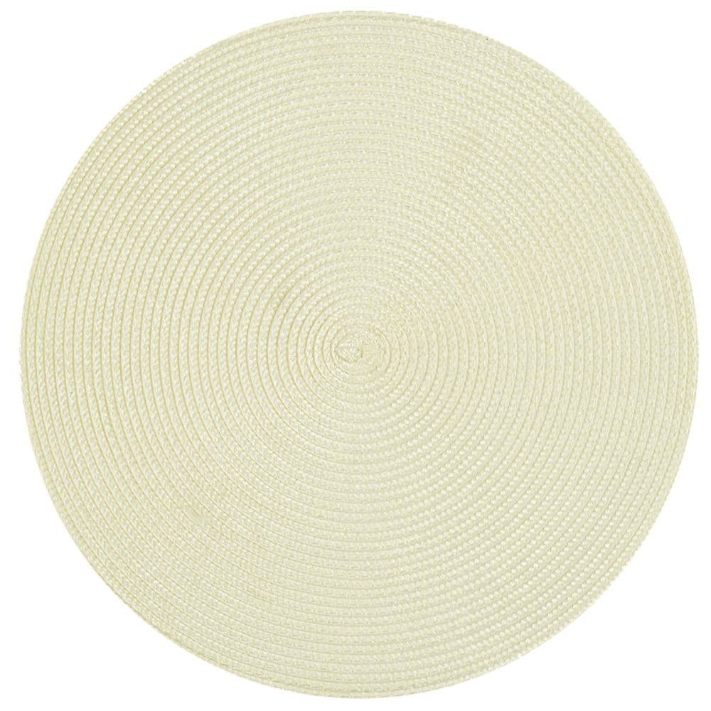 Haus und Deko Platzset rund 35 cm Ø abwaschbar Bast Optik beige