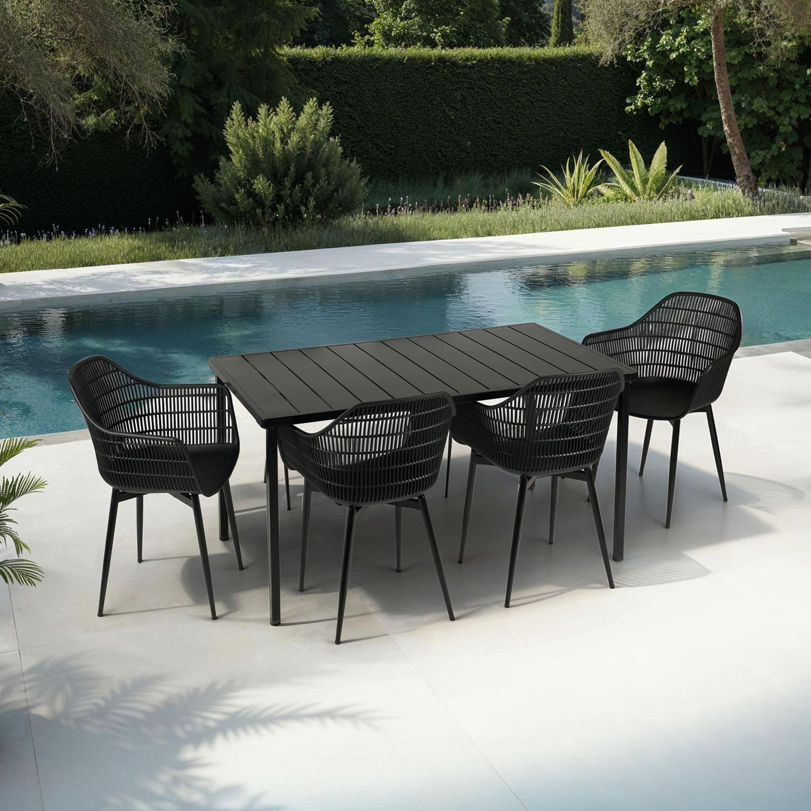 IDIMEX Garten-Essgruppe MARGHERITA 5-tlg. Schwarz Aluminium & Kunststoff - Bild 2