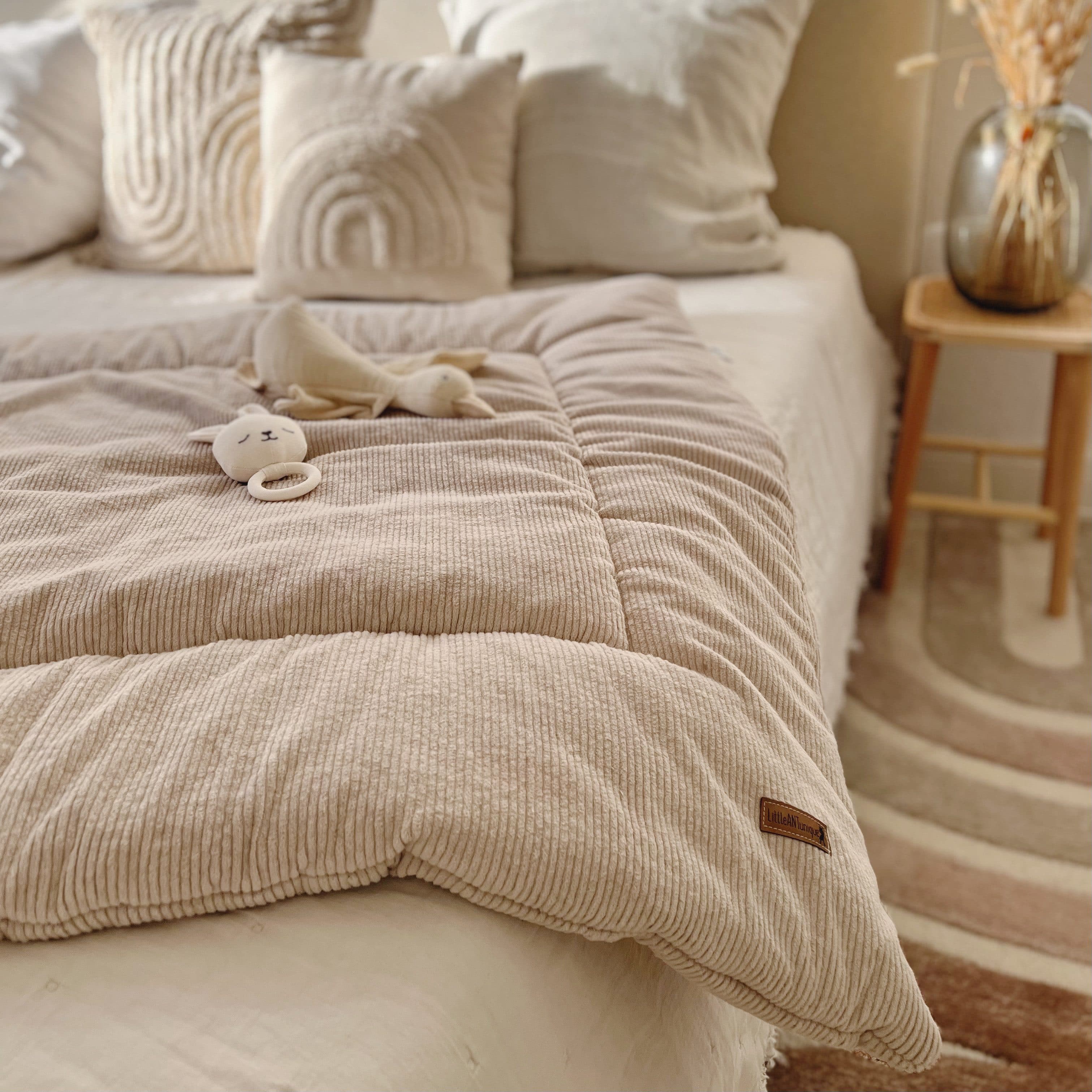 LittleANTunique Krabbeldecke Beige Handgefertigt Vlieseinlage - Bild 2