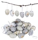Levandeo® Osterei 24er Set Deko Eier Hängedeko Ostern Grau Gold Muster Bild 2