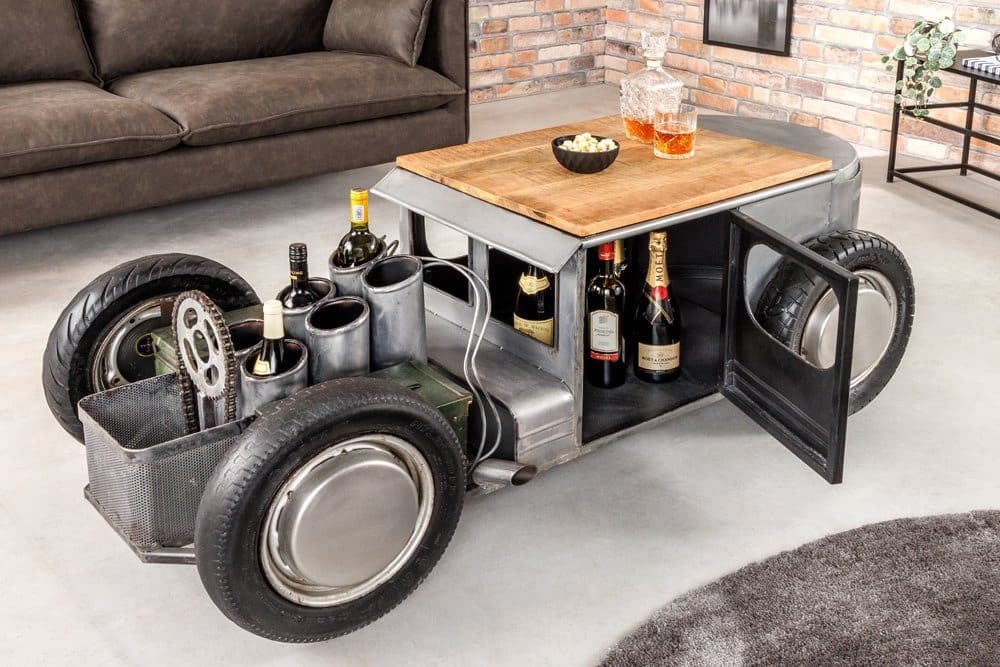 riess-ambiente Couchtisch HOT ROD 160cm Silber Braun Oldtimer Design - Bild 2