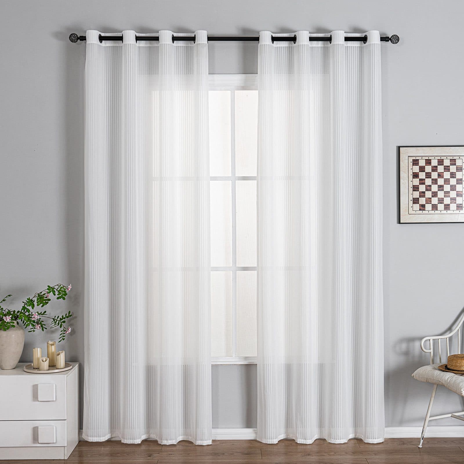 Sunicol Gardine 2er Set Weiß Polyester Ösenschal Transparent - Bild 2
