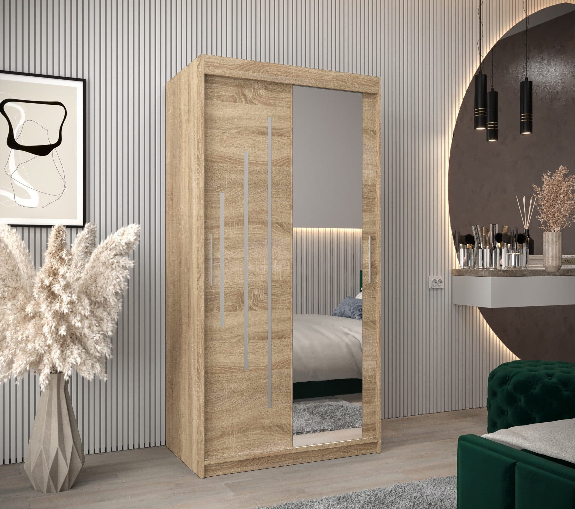MOEBLO Schiebetürenschrank MALTESE 2 mit Spiegel und Schubladen - Bild 2