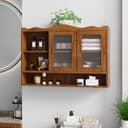 OKWISH Wandhängeschrank Retro 90 cm 2-Türig Schiebeschrank Braun Bild 2