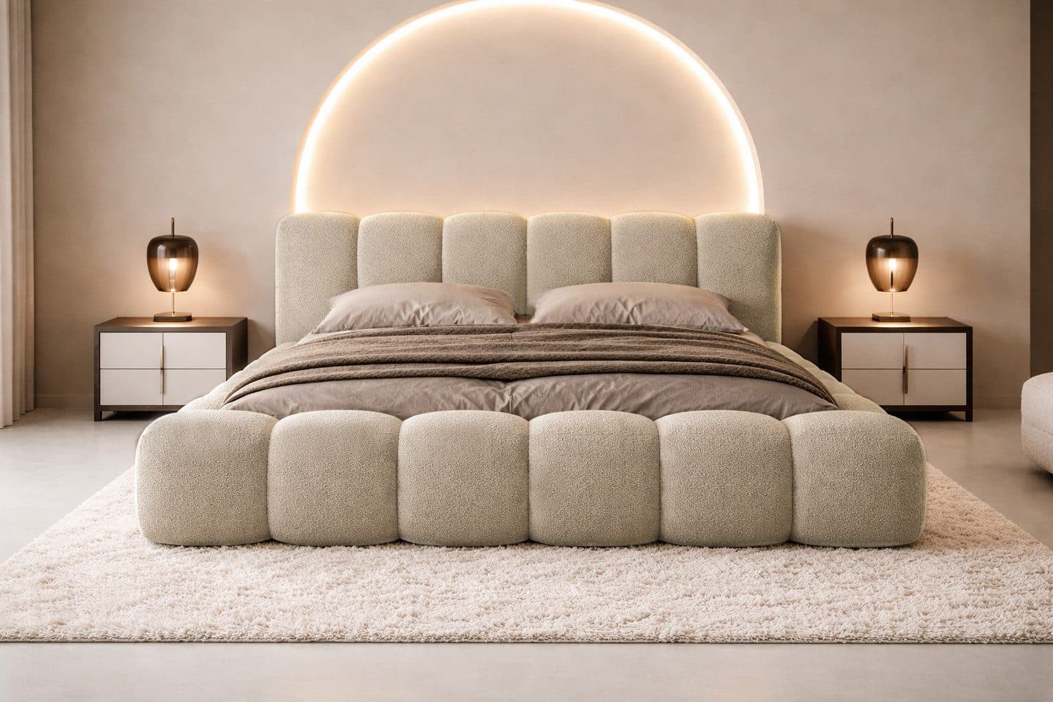 Compleo Polsterbett Wolkenbett Modern Beige Bouclé Stoff - Bild 2
