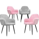 ML-DESIGN Esszimmerstuhl 4er Set Grau/Rosa Samtbezug Metallbeine Bild 2