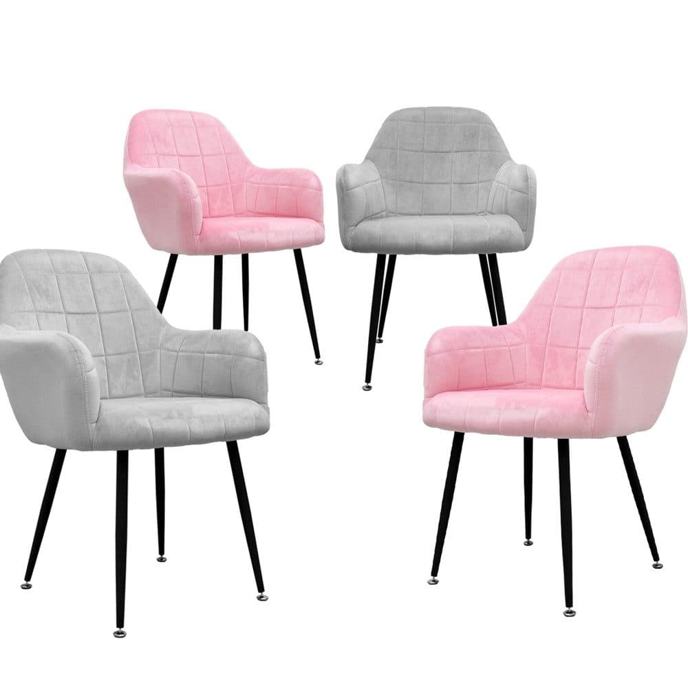 ML-DESIGN Esszimmerstuhl 4er Set Grau/Rosa Samtbezug Metallbeine - Bild 2