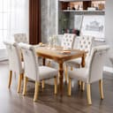 Flieks Esszimmerstuhl 4er Set Beige Samt Eichenbeine Bild 2