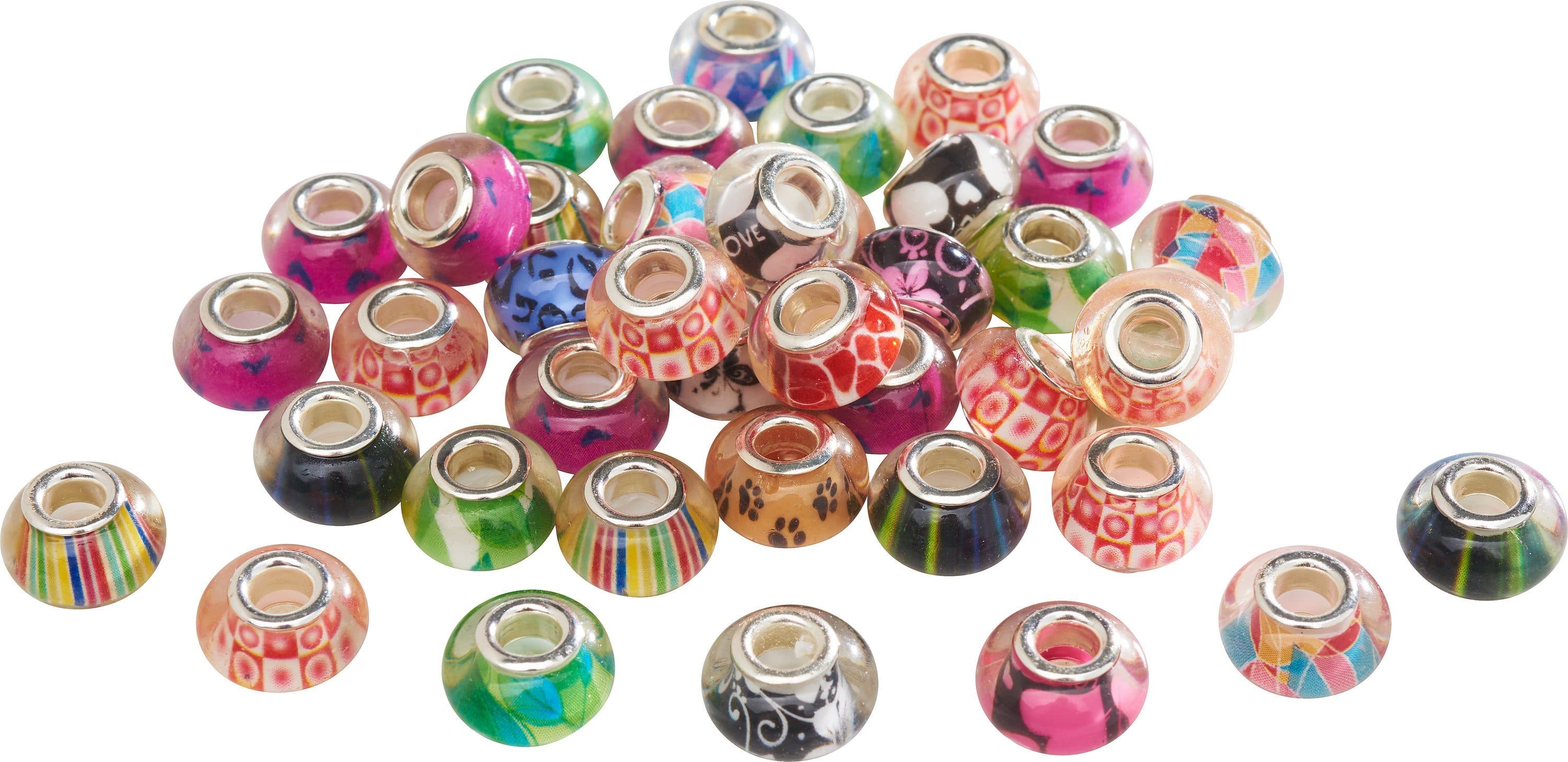 VBS XXL Bastelperlen 40-tlg. Metall & Polyresin Großlochperlen