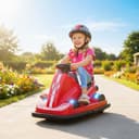 AIYAPLAY Elektro-Kinderauto mit zwei Motoren für 360° Drehung, Belastbarkeit 30 kg, Musikfunktion, Rot Bild 2