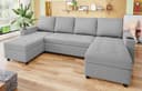 HOMALL Schlafsofa U Ecksofa mit Schlaffunktion und Becherhaltern Hellgrau Bild 2