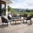 ESTEXO Garten-Sitzgruppe 4-tlg. Schwarz/Grau Rope-Optik Bild 2