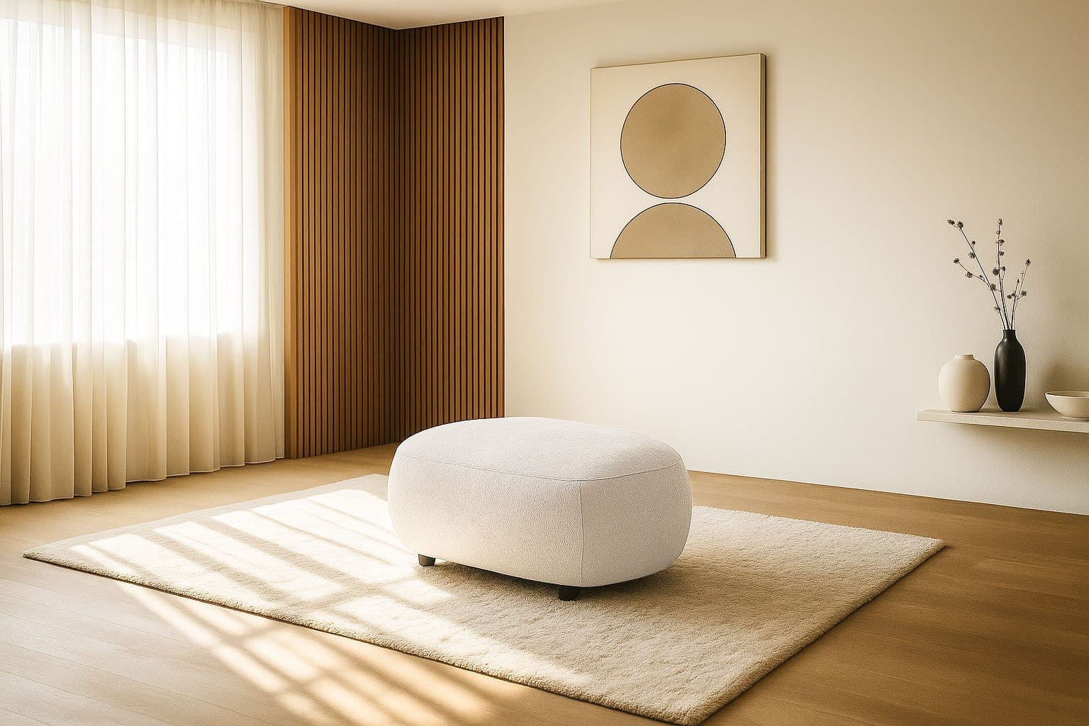 Home Affaire Polsterhocker OSTRUP Bouclé Ivory Organisch - Bild 2