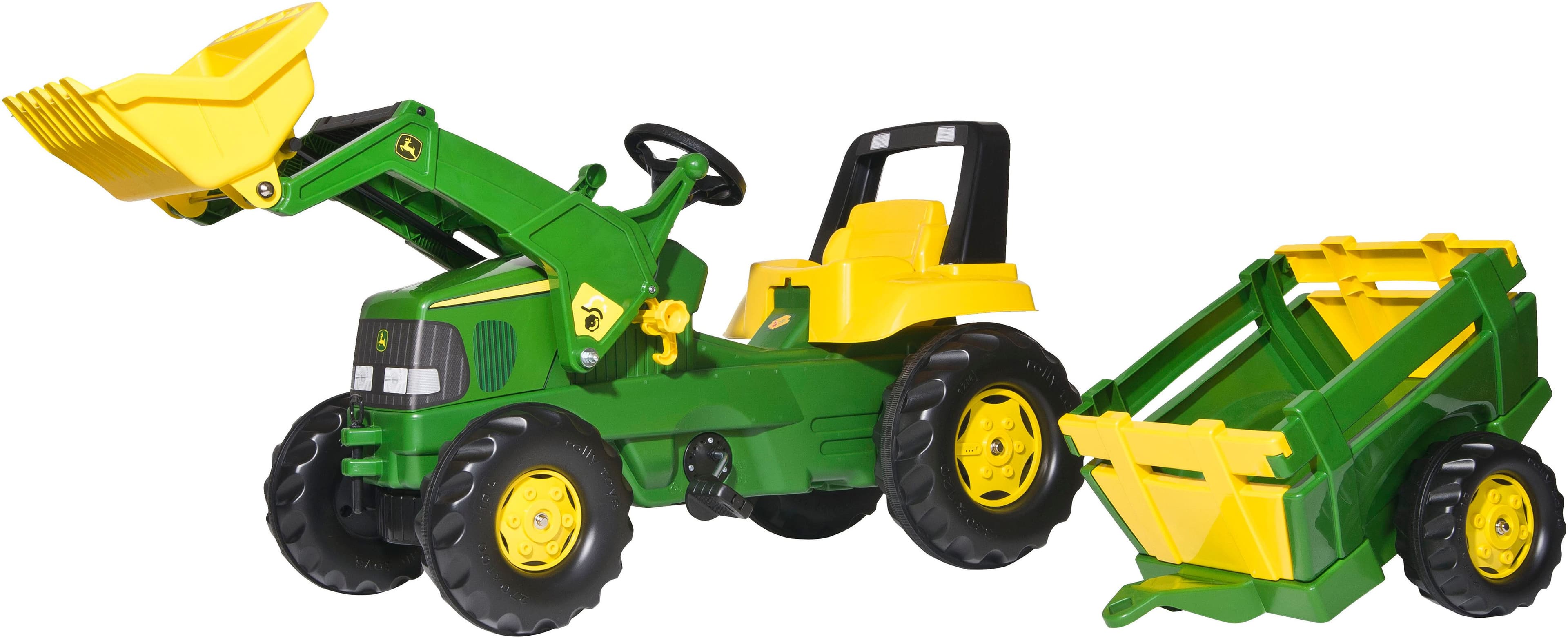 ROLLY TOYS Trettraktor John Deere mit Lader und Trailer Grün - Bild 2