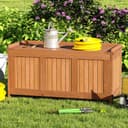 COSTWAY Auflagenbox 220L Gartenbox Holz Teakfarbe Bild 2